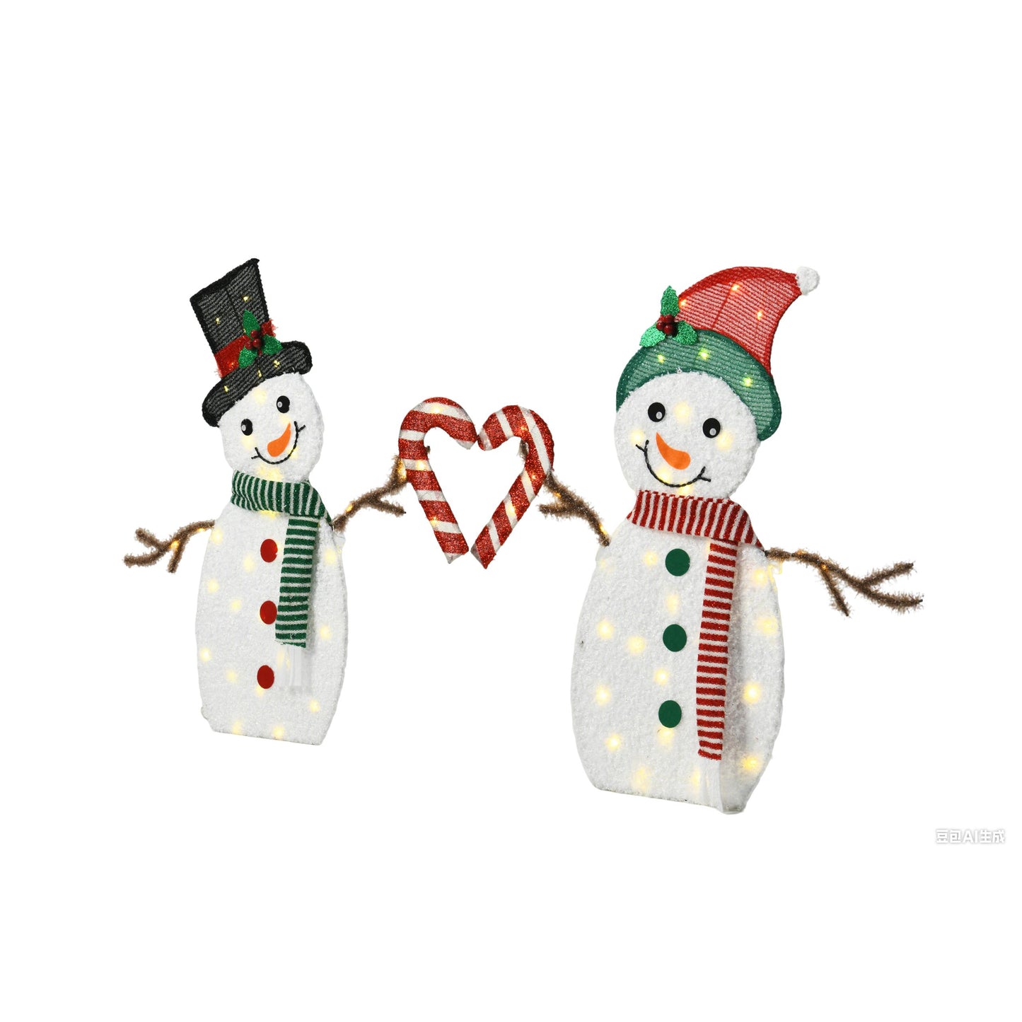 Heart-Shaped Snowman LED Lights for Holiday Decor