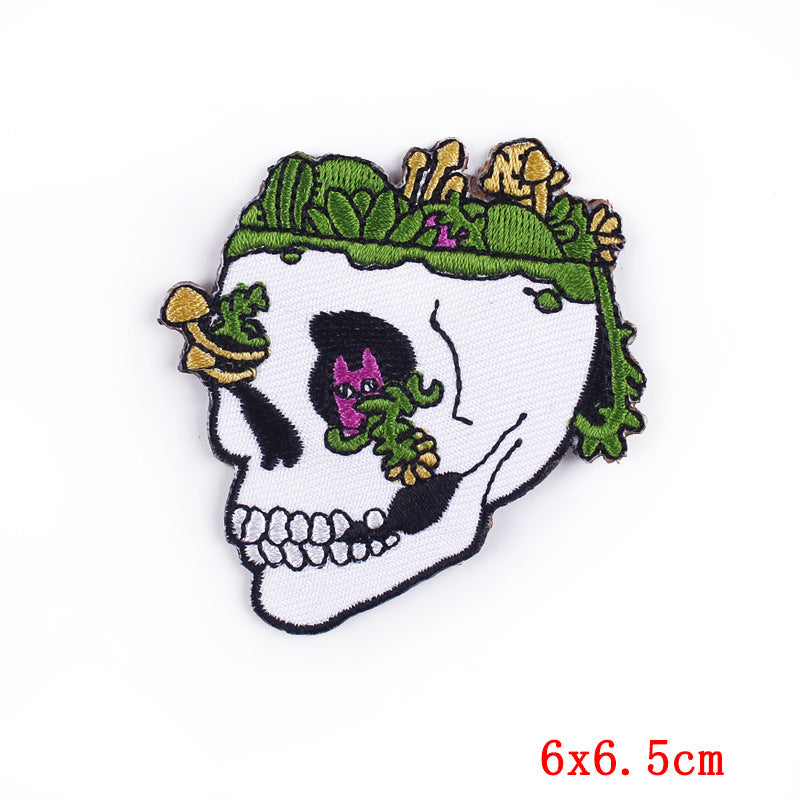 Embroidered Punk Skull Patch Iron-On Clothing Accessories - Multiple Colors