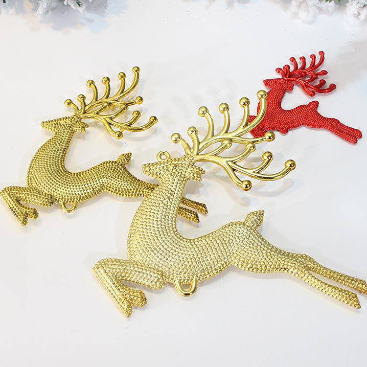 Christmas Elk Hanging Decorations Set - Gold, Silver & Red PVC Tree Ornaments