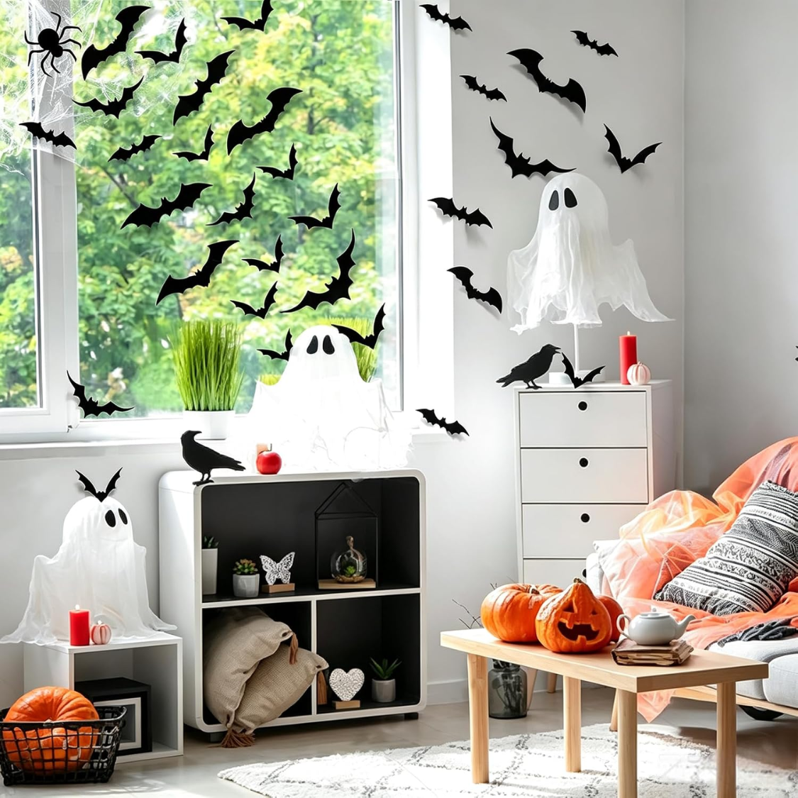 3D Black Bats Wall Stickers - Halloween Party Decorations