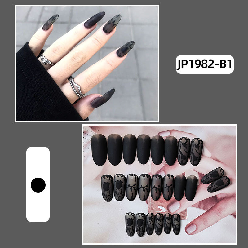 Starry Sky Nail Stickers - Long Dark Series, 24 Pieces with Glue