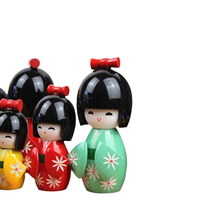 Japanese-Style Kimono Doll for Sushi Restaurant Decor - Handmade Wooden Figurine