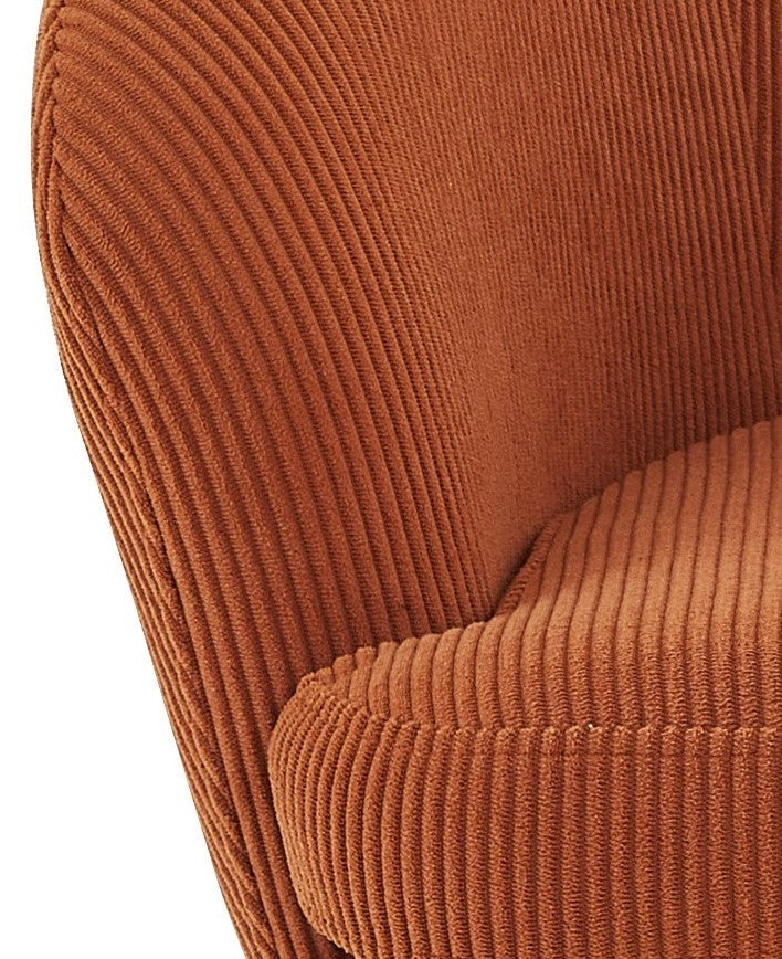 Corduroy Accent Chair With Black Metal Legs, Modern Upholstered
