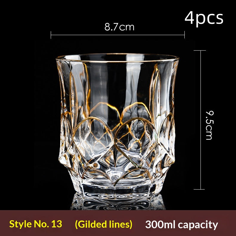 Large Gold-Trimmed Gin Crystal Glass - Vintage Drinkware for Bar & Kitchen