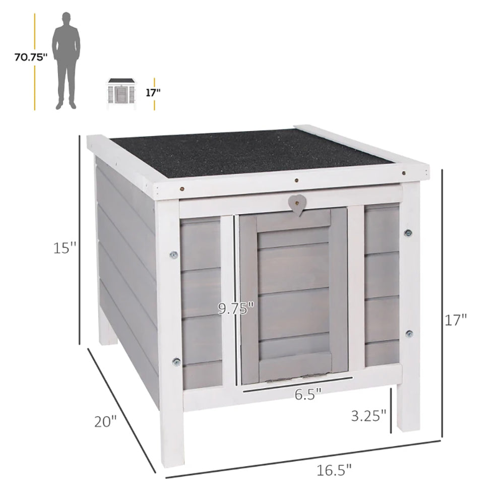 Outdoor Wooden Rabbit Hutch with Waterproof Roof & Raised Platform - Gray Pet House