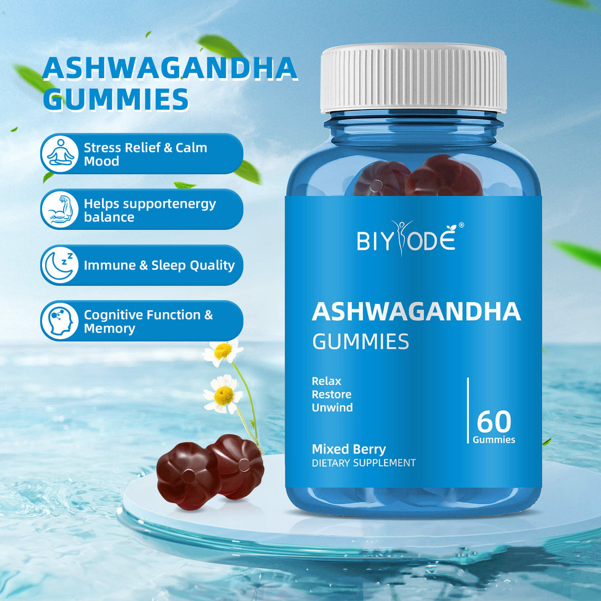 Ashwagandha Gummy - 60 Pills, 1 Bottle