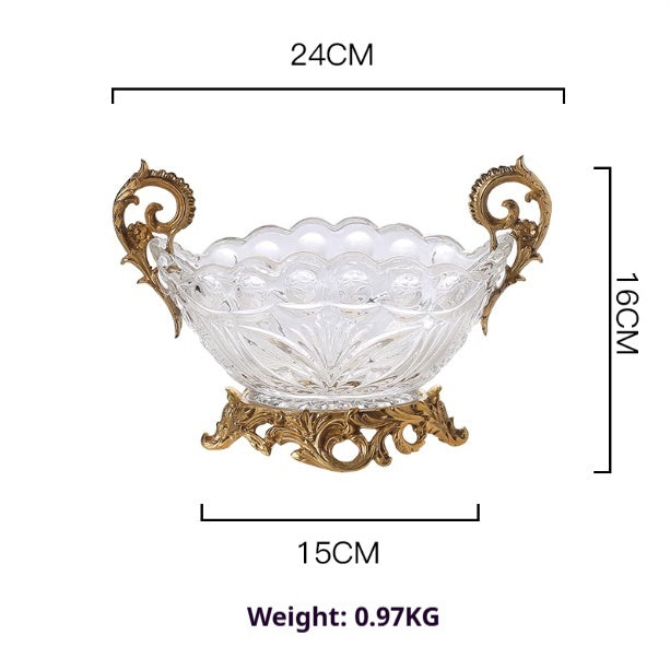 Glass Three-Legged Fruit Plate with Handles - Modern Minimalist Home Decor
