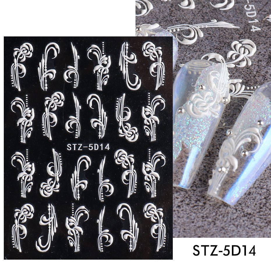 3D Carved Rose Pattern Nail Art Decorations Set - Multiple Styles