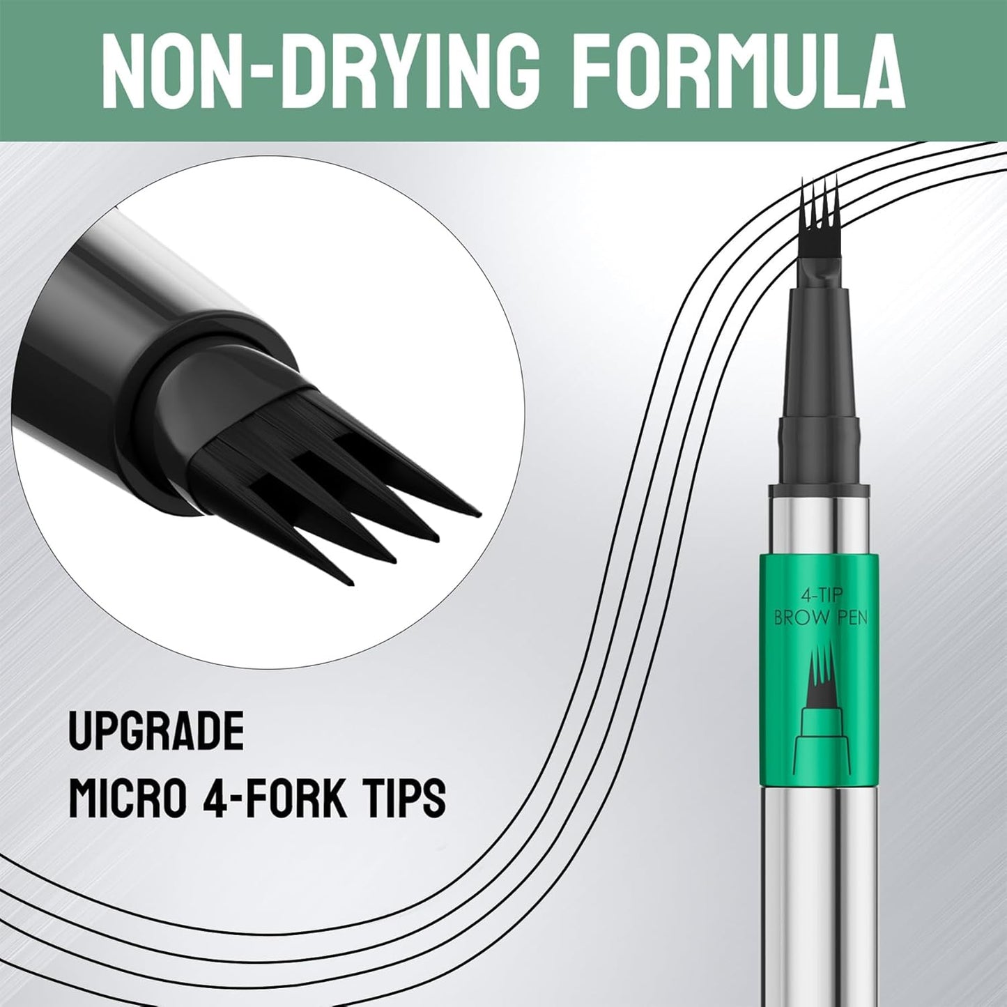 Waterproof 4-Fork Tip Eyebrow Pen - Long-Lasting Natural Brow Makeup