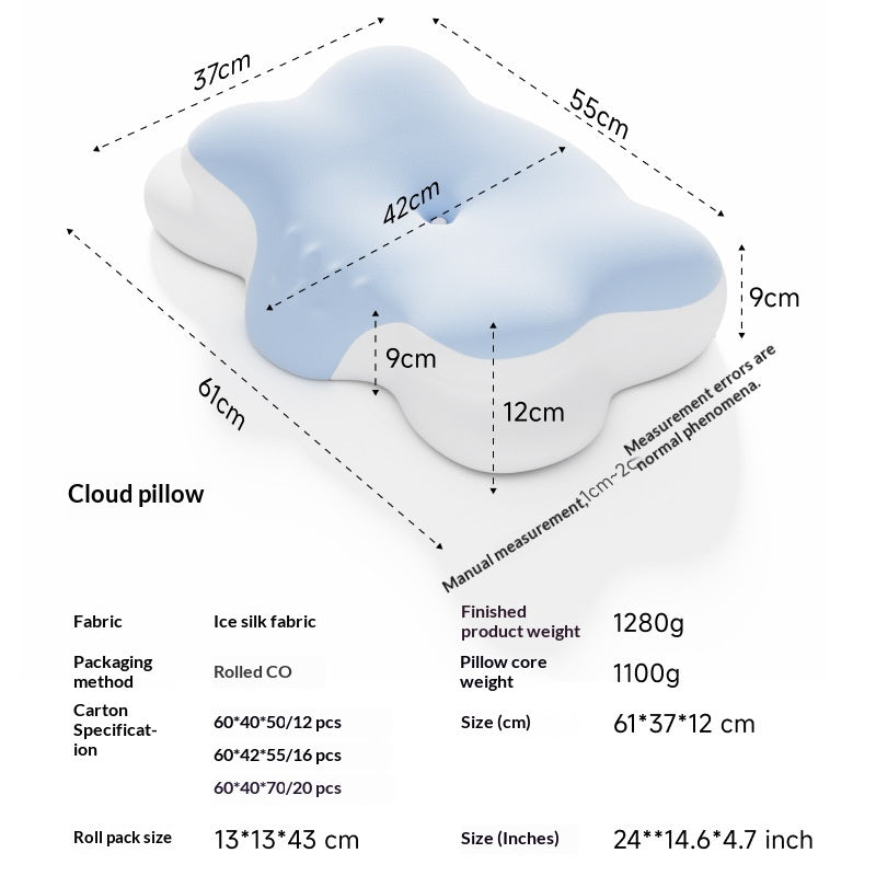 Cloud Memory Foam Pillow for Cervical Support - Blue, Navy, White, Gray