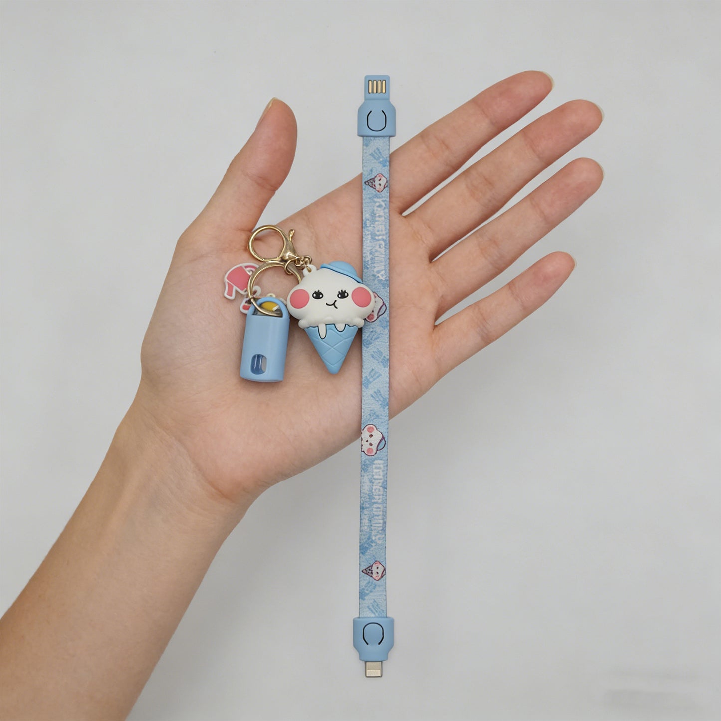 Animal Keychain Charging Cable - Blue