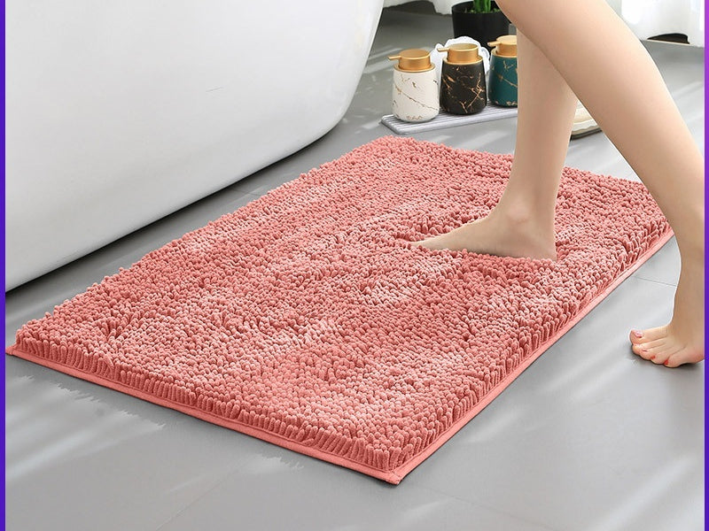 Non-slip Absorbent Bathroom Floor Mat - Stain-Resistant, Dense Woven Chenille