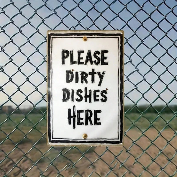 Funny Dishwasher-Free Zone Metal Sign - Rustic Kitchen Decor
