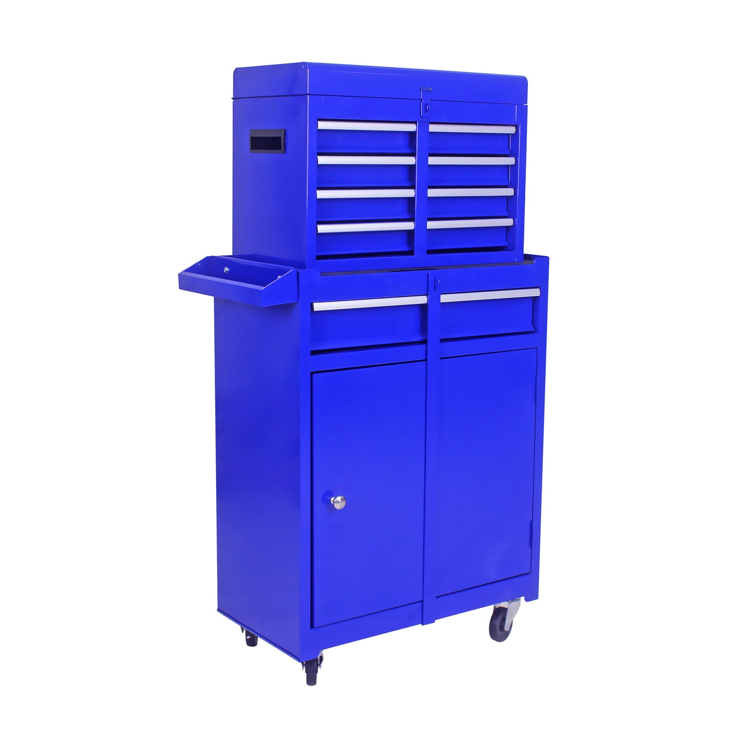 Blue Metal Tool Storage Cabinet with 5 Drawers & Bottom Shelf