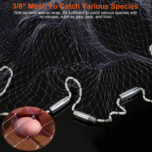 Heavy Duty Fishing Cast Net - 6FT Monofilament with Sinkers