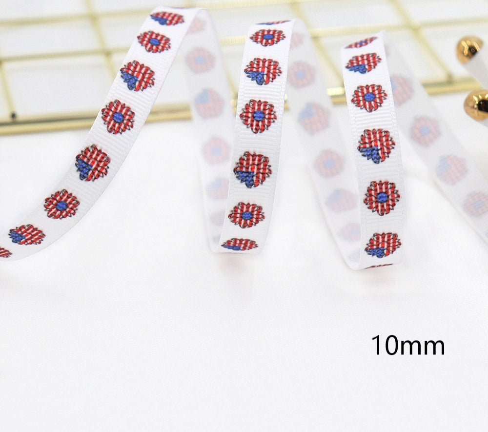 Stars and Stripes Ribbon Dovetail Bowknot Hair Accessory - Multiple Colors & Lengths
