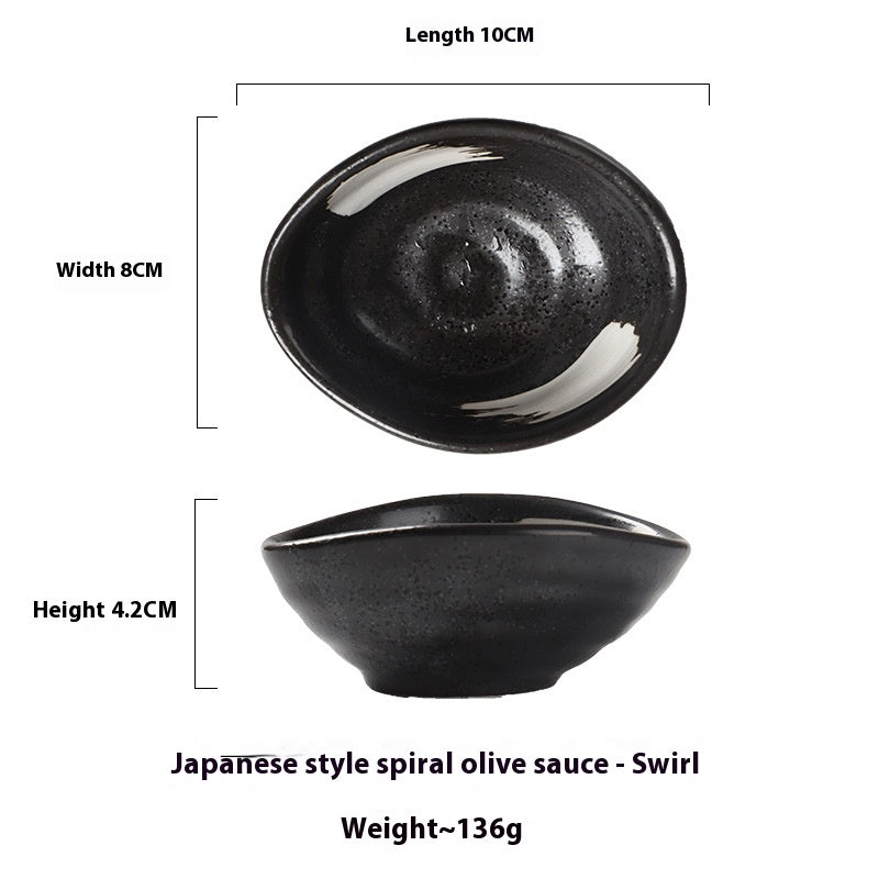 Japanese Ceramic Condiment Saucer - Retro Porcelain Dish for Kitchen & Dining