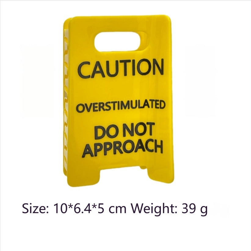Warning Sign Hair Clip - Caution Fan-Shaped PVC Hair Accessory