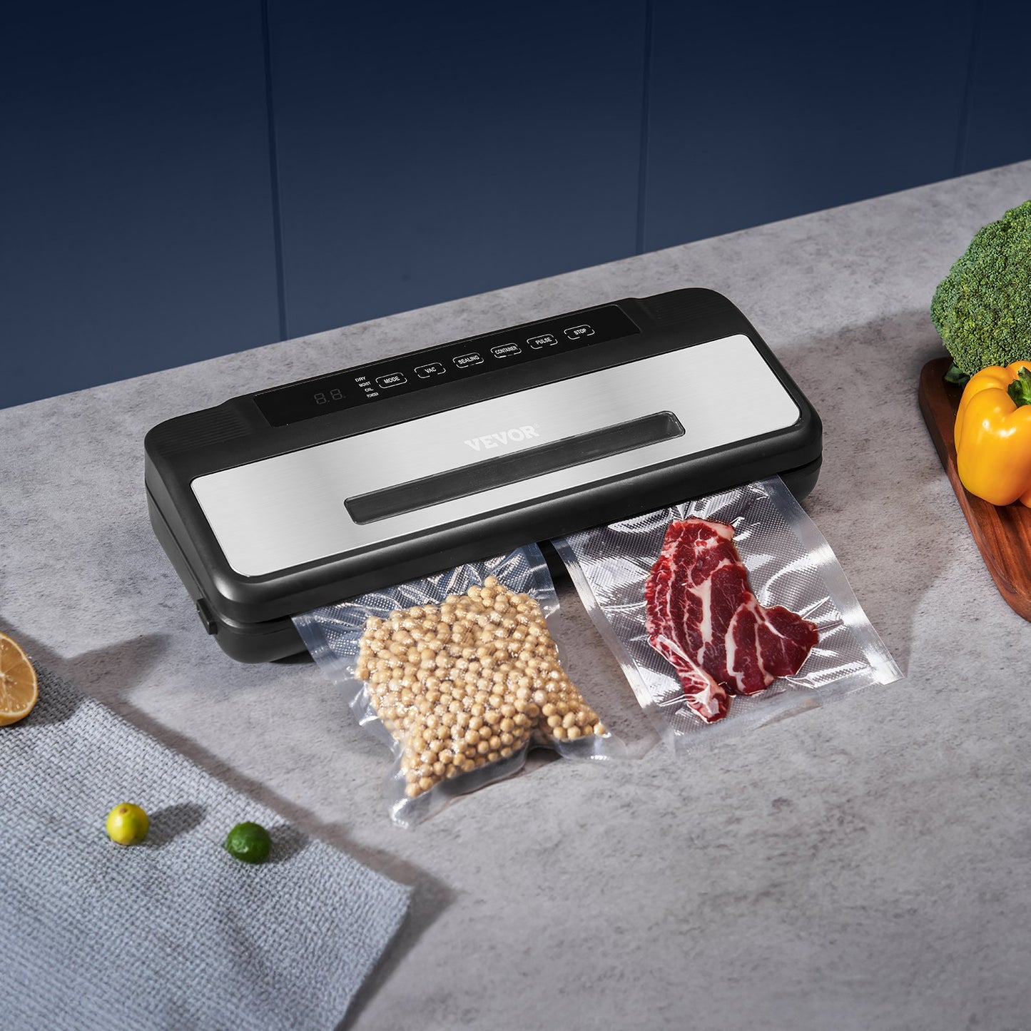 7-in-1 Food Vacuum Sealer Machine with Bags & Roll - Compact & Fast
