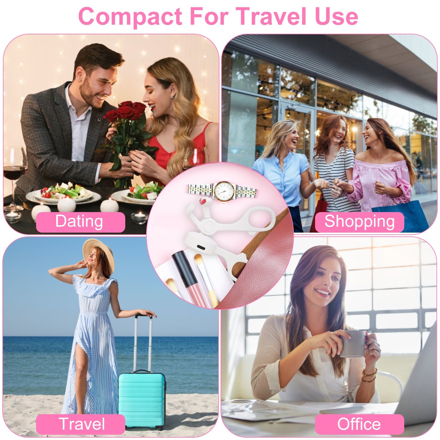 2-Pack Heated Electric Eyelash Curler - USB Rechargeable with 3 Temp Settings