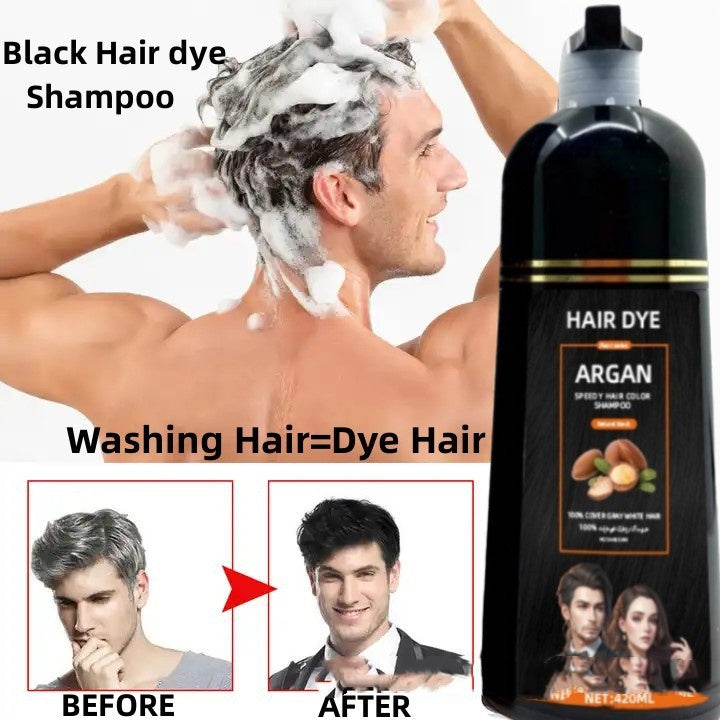 Black Hair Dye Cream 420ml - Bubble Black Hair Color for Home Use