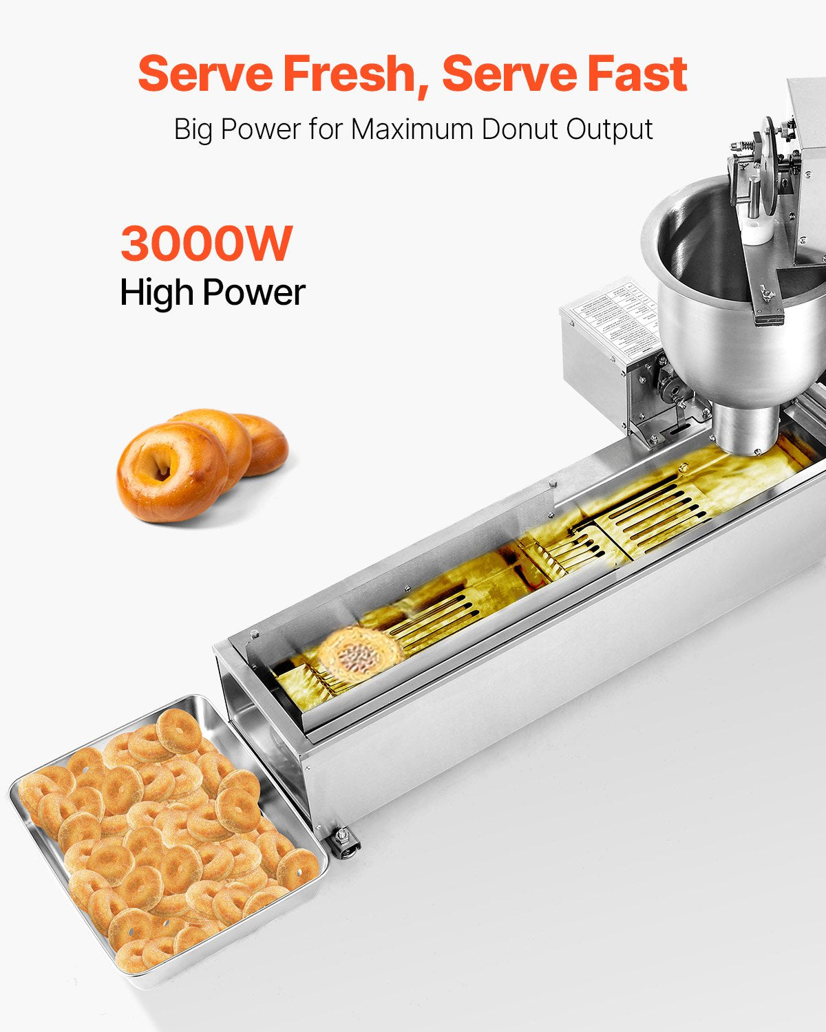 Commercial Automatic Donut Maker Machine - Single Row 90 PCS/hr, Silver