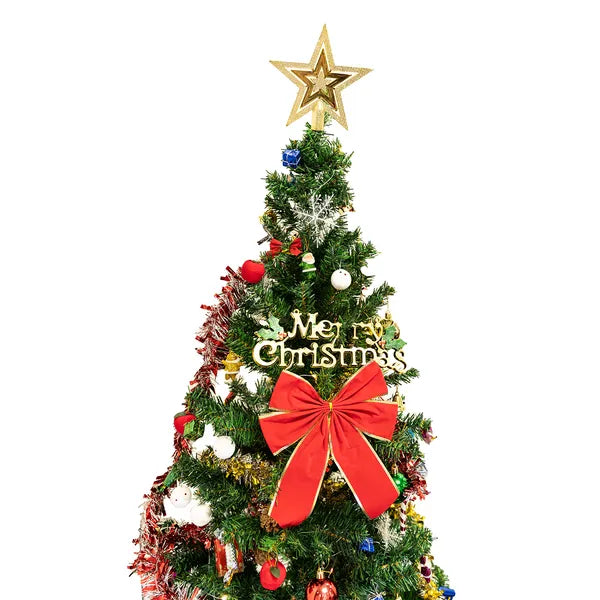 6ft Artificial Christmas Tree with LED Lights & 195 Pendants