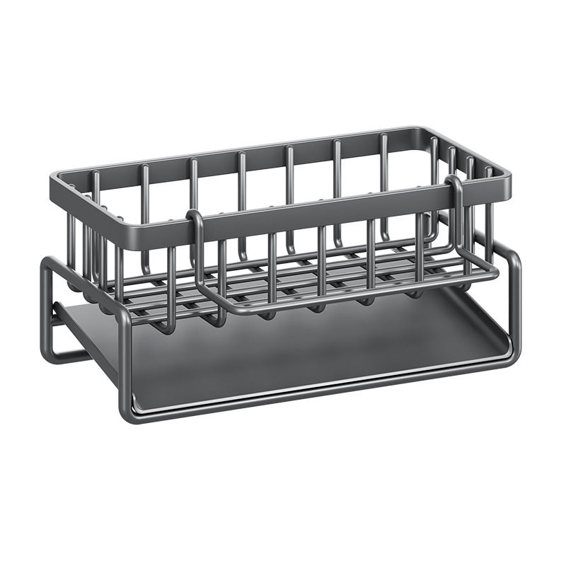 Multifunctional Kitchen Sink Drainage Basket Shelf - Black, Gray & White