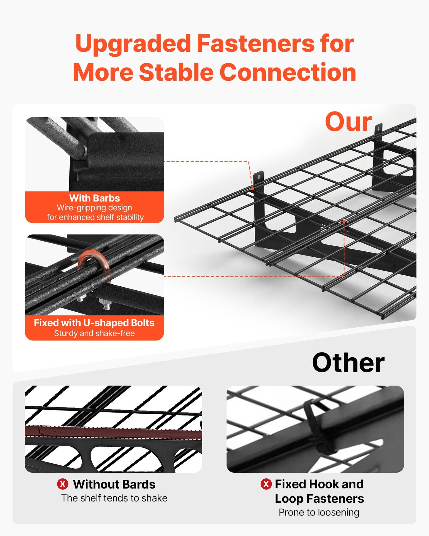 Heavy Duty Wall Shelving Unit 8 Pack - 3 Ft Steel Garage Storage Racks with Hooks