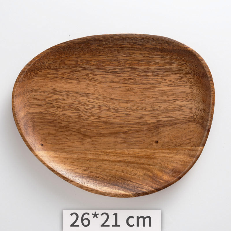Wooden Irregular Serving Tray Set - Acacia Kitchen Dinner Plates for Home & Hotel