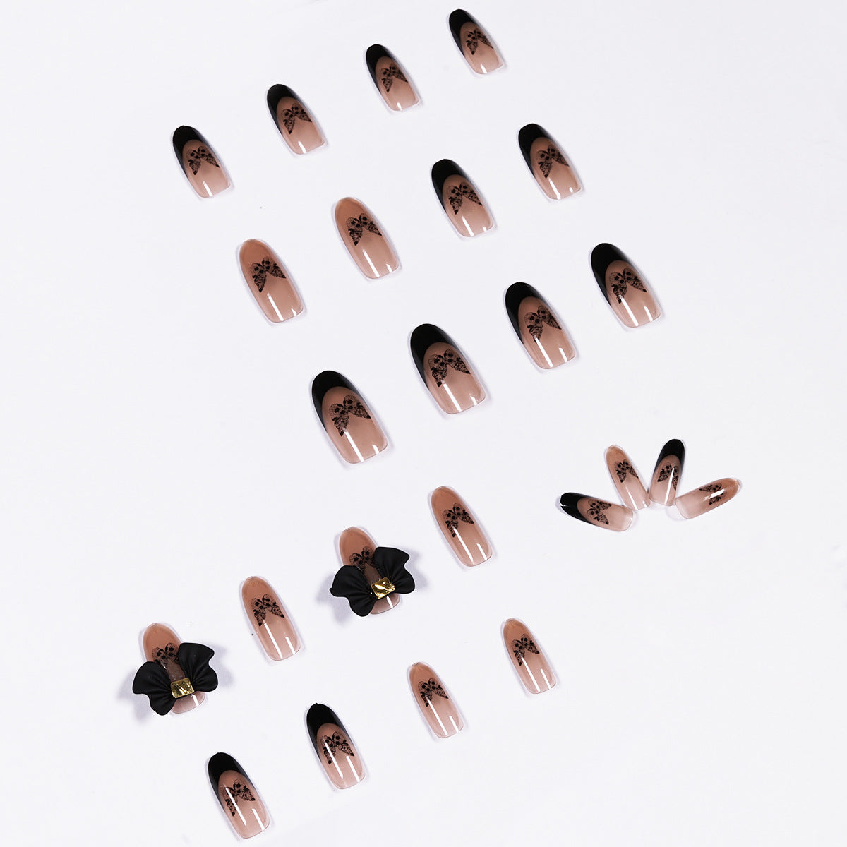 Black Tea Nail Art Stickers - Detachable Butterfly Armor 24 Pieces