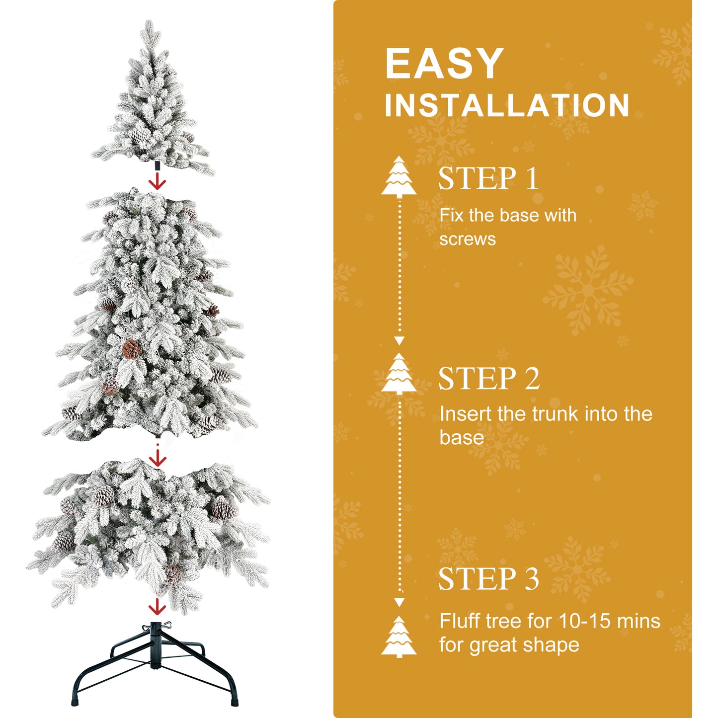 PVC Christmas Tree - Flocked Hybrid Decoration, Multiple Heights