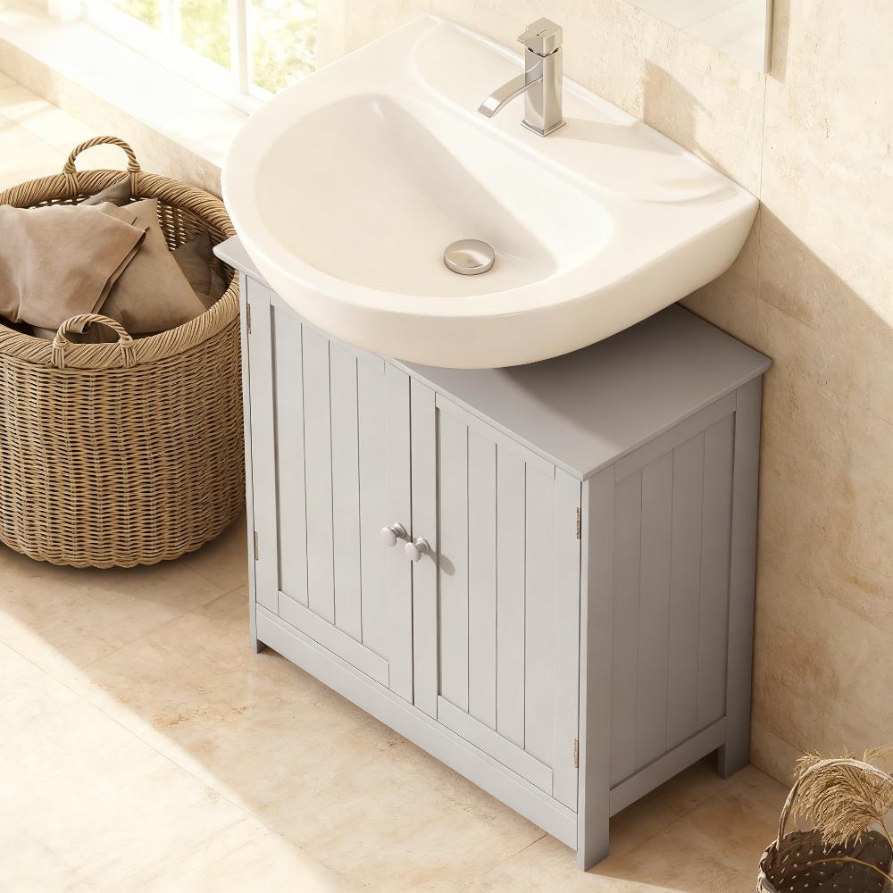 Under Sink Bathroom Vanity Cabinet - Light Gray MDF