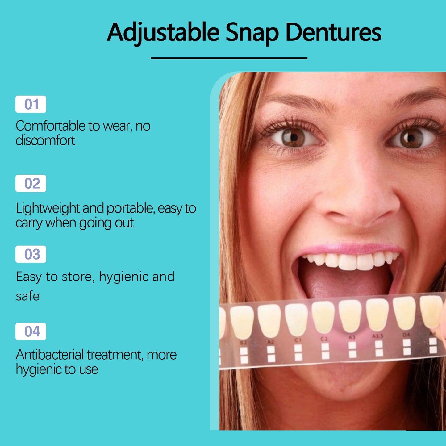 Adjustable Snap-On Dentures - Temporary Gap Filling Dental Kit