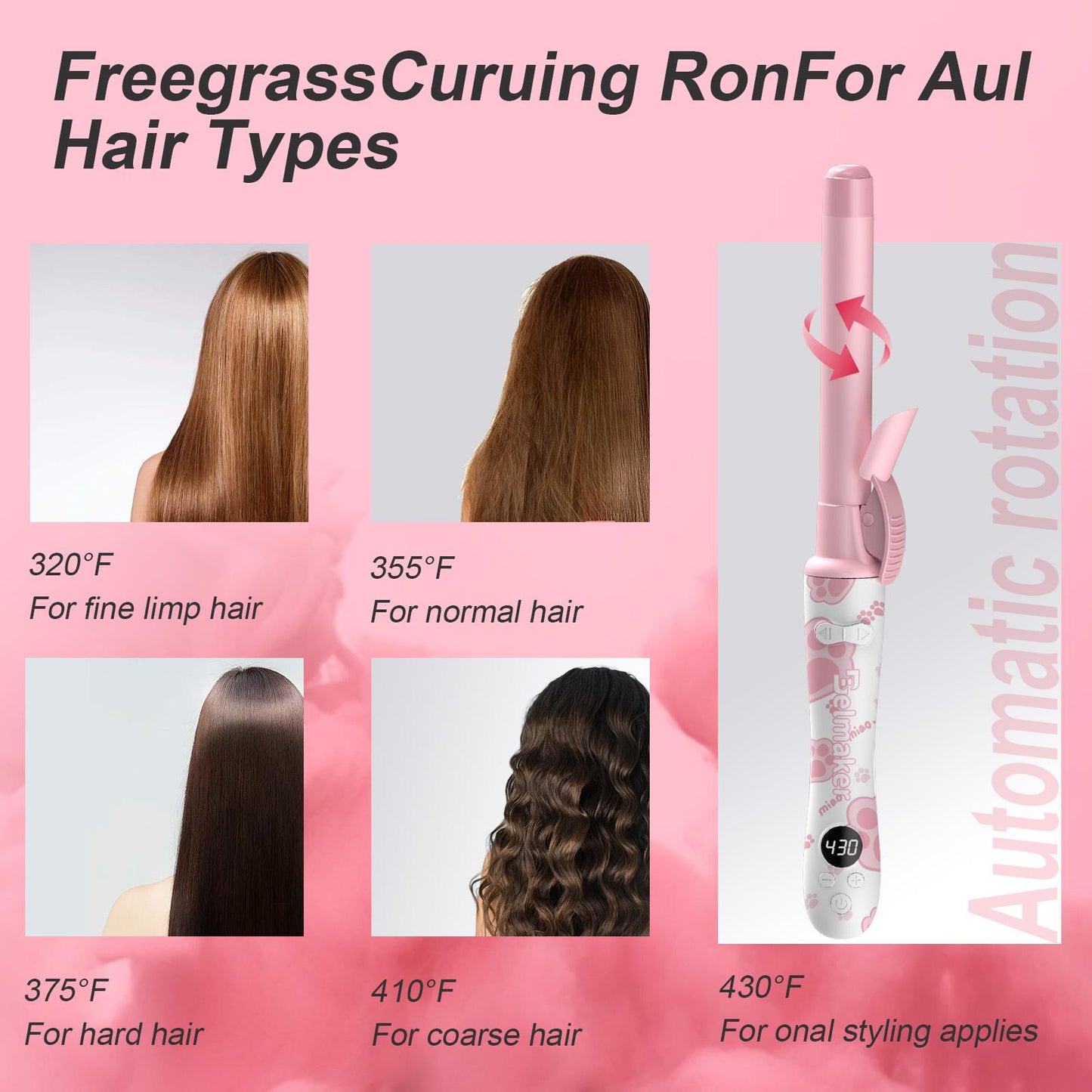 Rotating Ceramic Curling Iron - 1-Inch Barrel with Auto Shut-Off