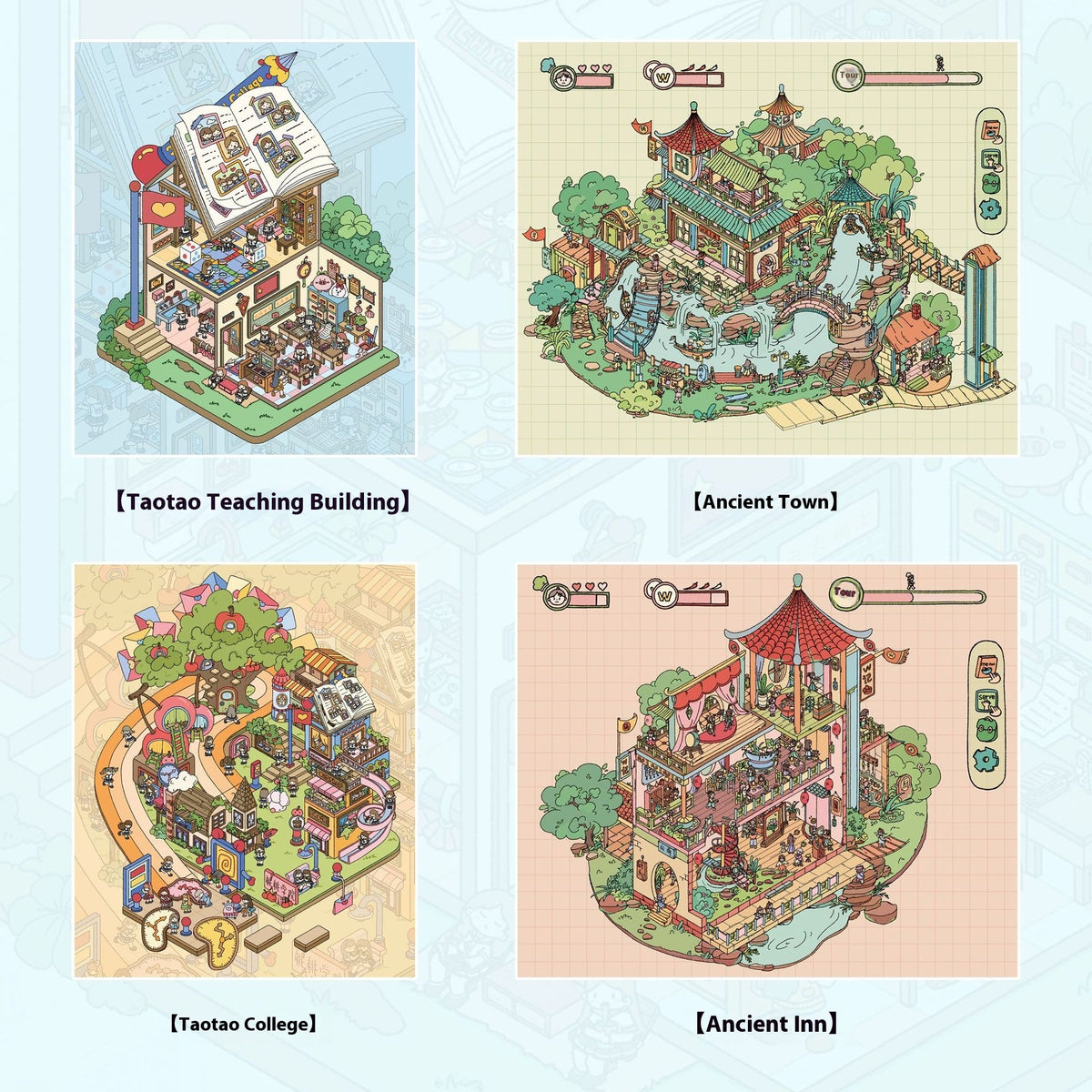 Large Cartoon Landscape Sticker Set for Home & Garden Decor