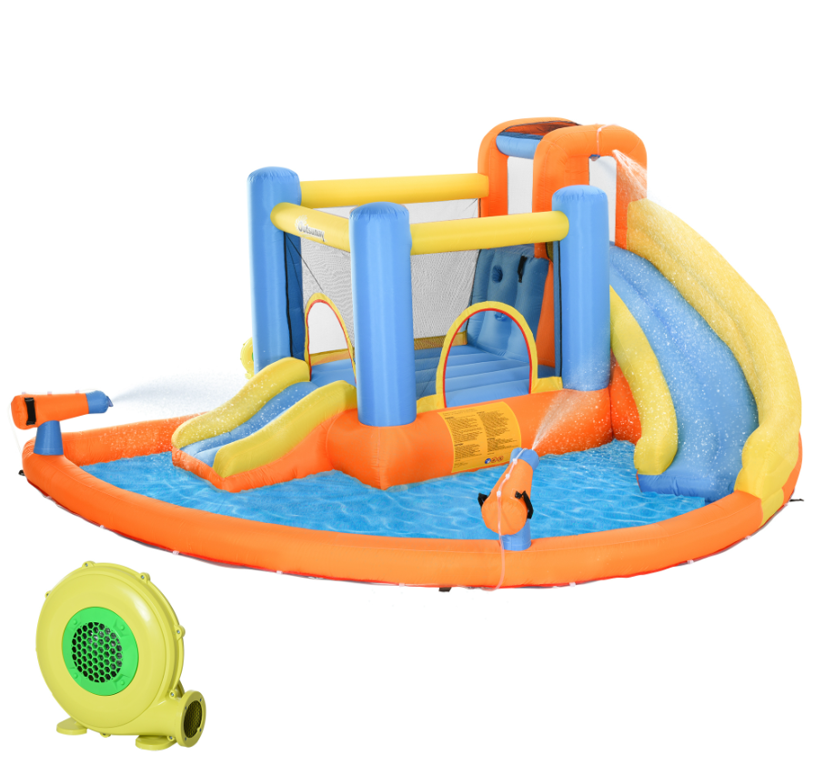 Kids 5-in-1 Inflatable Water Slide Bounce House with Pool