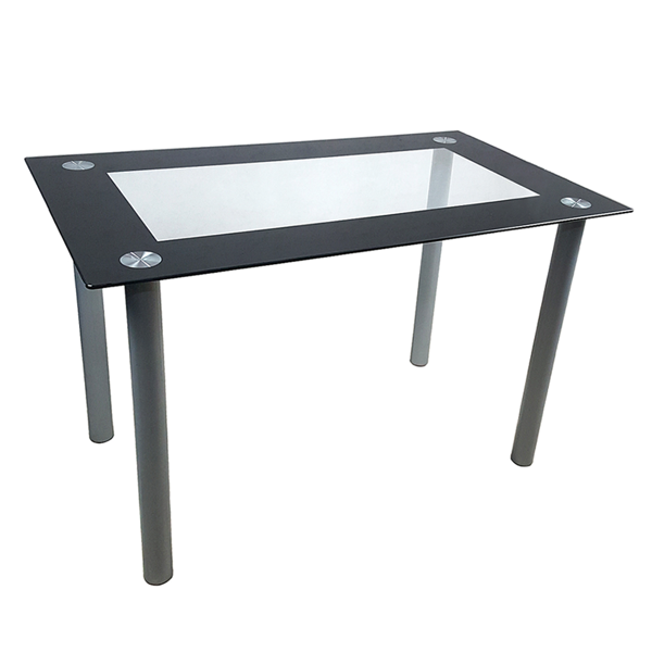 110cm Tempered Glass Dining Table with Stainless Steel Frame