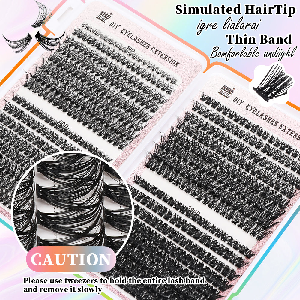 32-Row Segmented Cluster Eyelash Set - 640 Individual Lash Segments