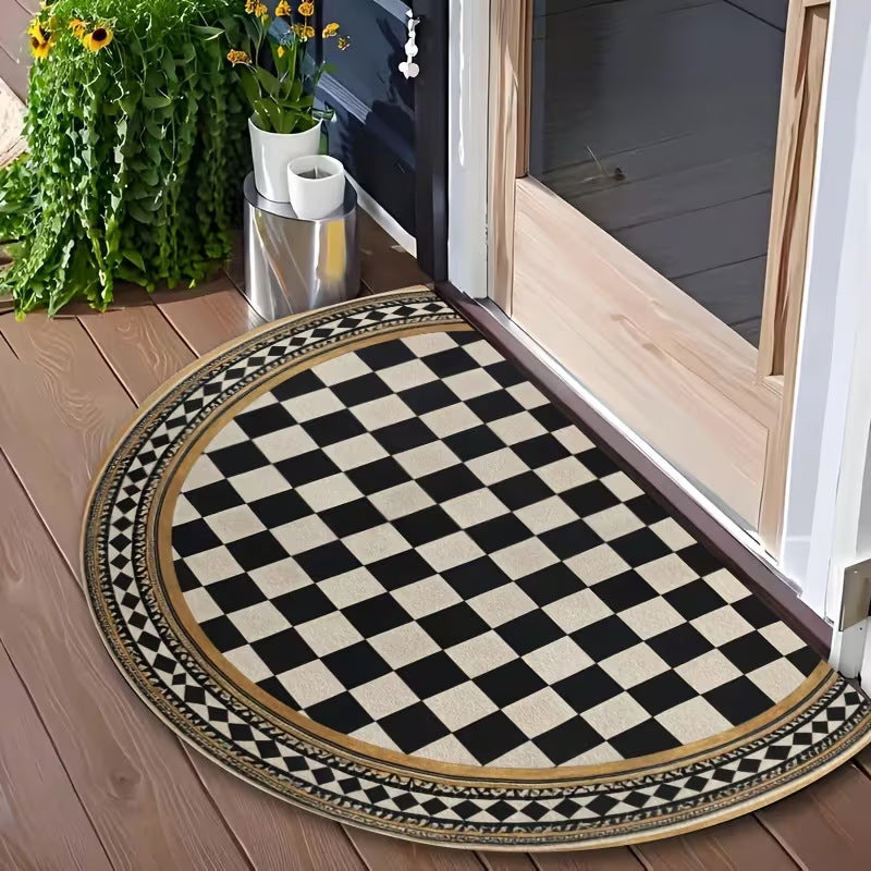 Crystal Velvet Semi-Circular Anti-Fouling Floor Mat - Multiple Sizes & Styles