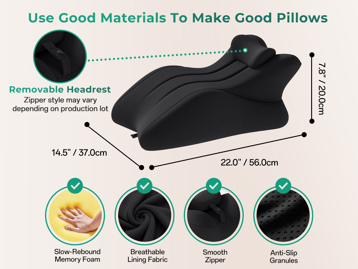 Ergonomic Memory Foam Support Pillow for Couples - Black