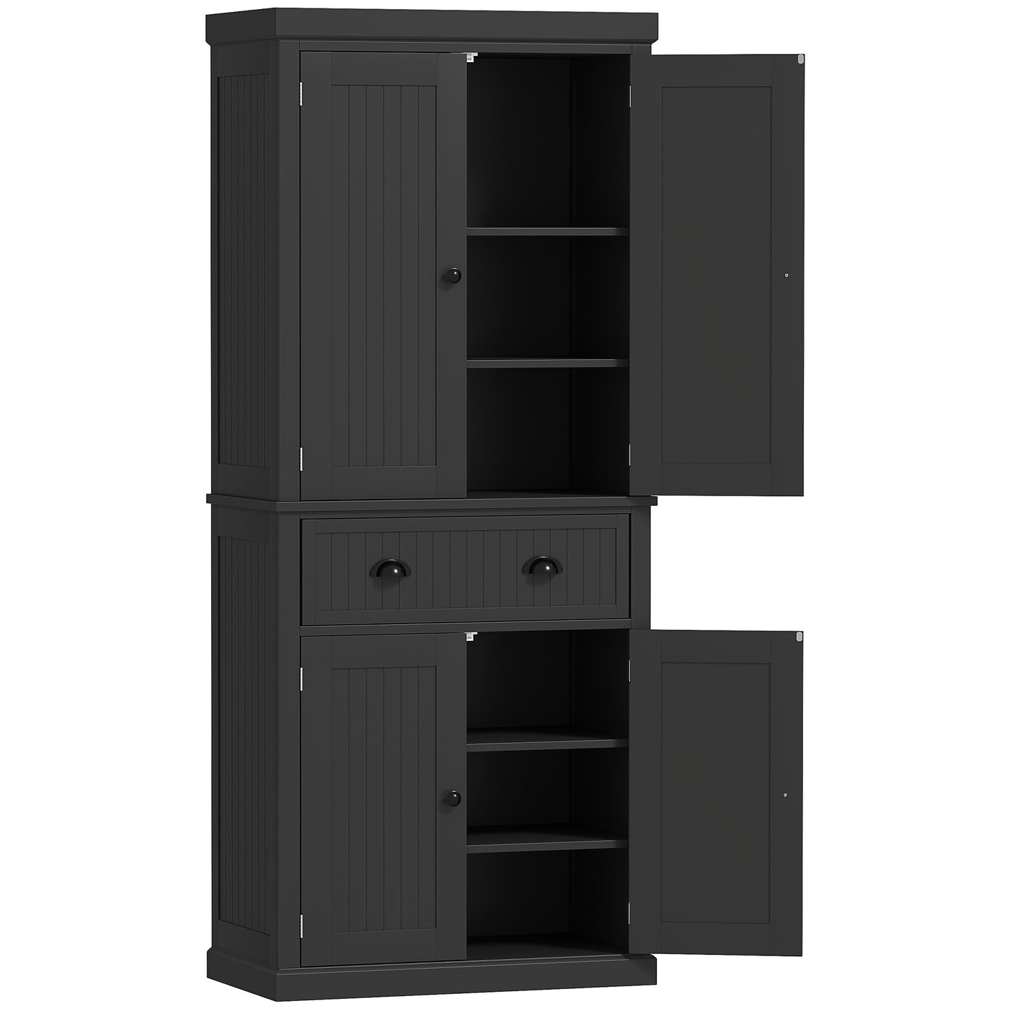 72" Kitchen Pantry Storage Cabinet with Adjustable Shelves - Black