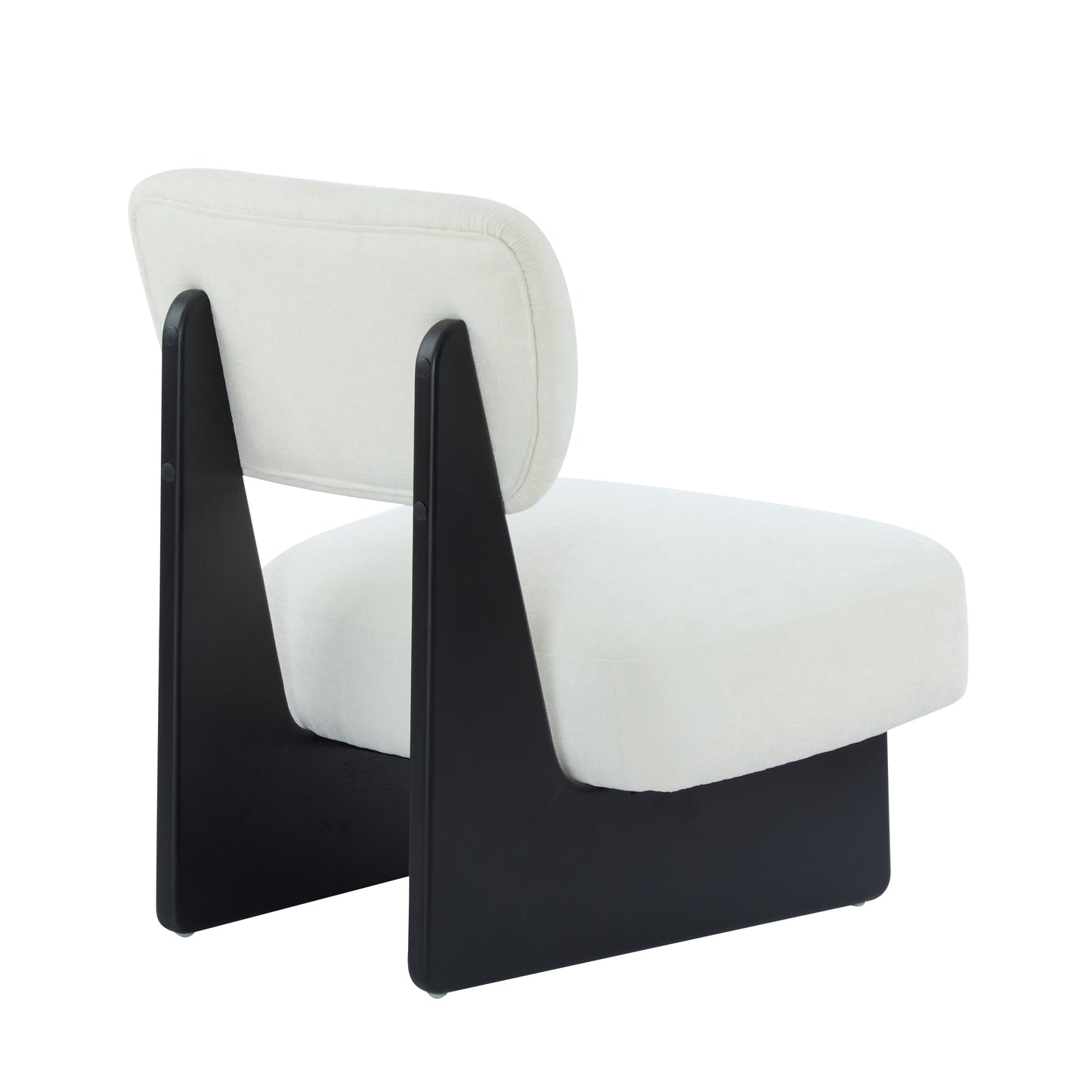 Modern Beige Lounge Chair With Polyester Upholstery, Sturdy Wood Base
