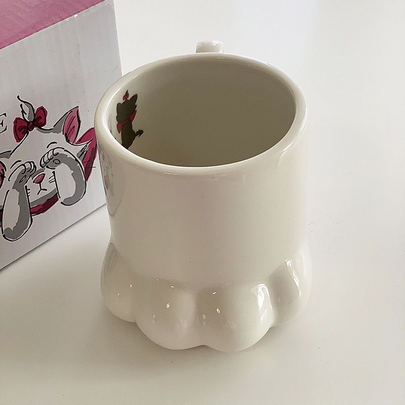 Cute White Ceramic Cat Claw Mug - 250mL Office Coffee Cup, Creative Kitchen Drinkware