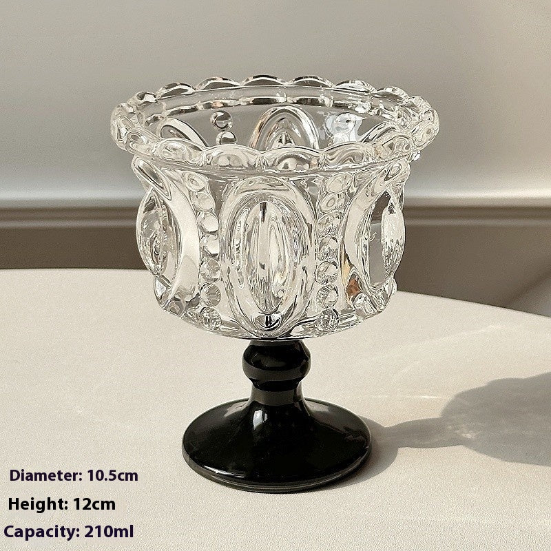 European Style Carved Glass Drinkware - 210ml Home Bar Glasses Set