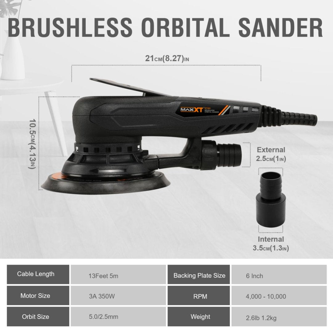 Electric Random Orbital Sander Brushless 5mm 350W Variable Speed Woodworking Tool
