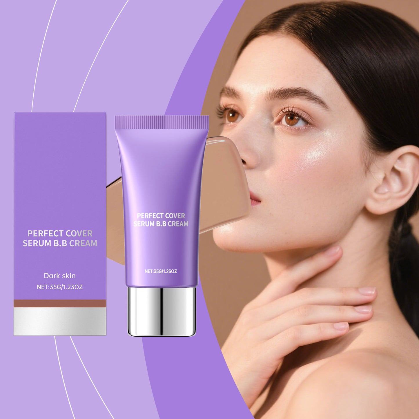 Moisturizing BB Cream for Dark Skin - 35g Natural Flawless Base Makeup
