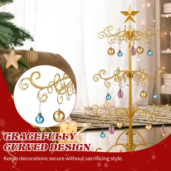 3ft Wrought Iron Christmas Tree Stand - Gold Ornament Display