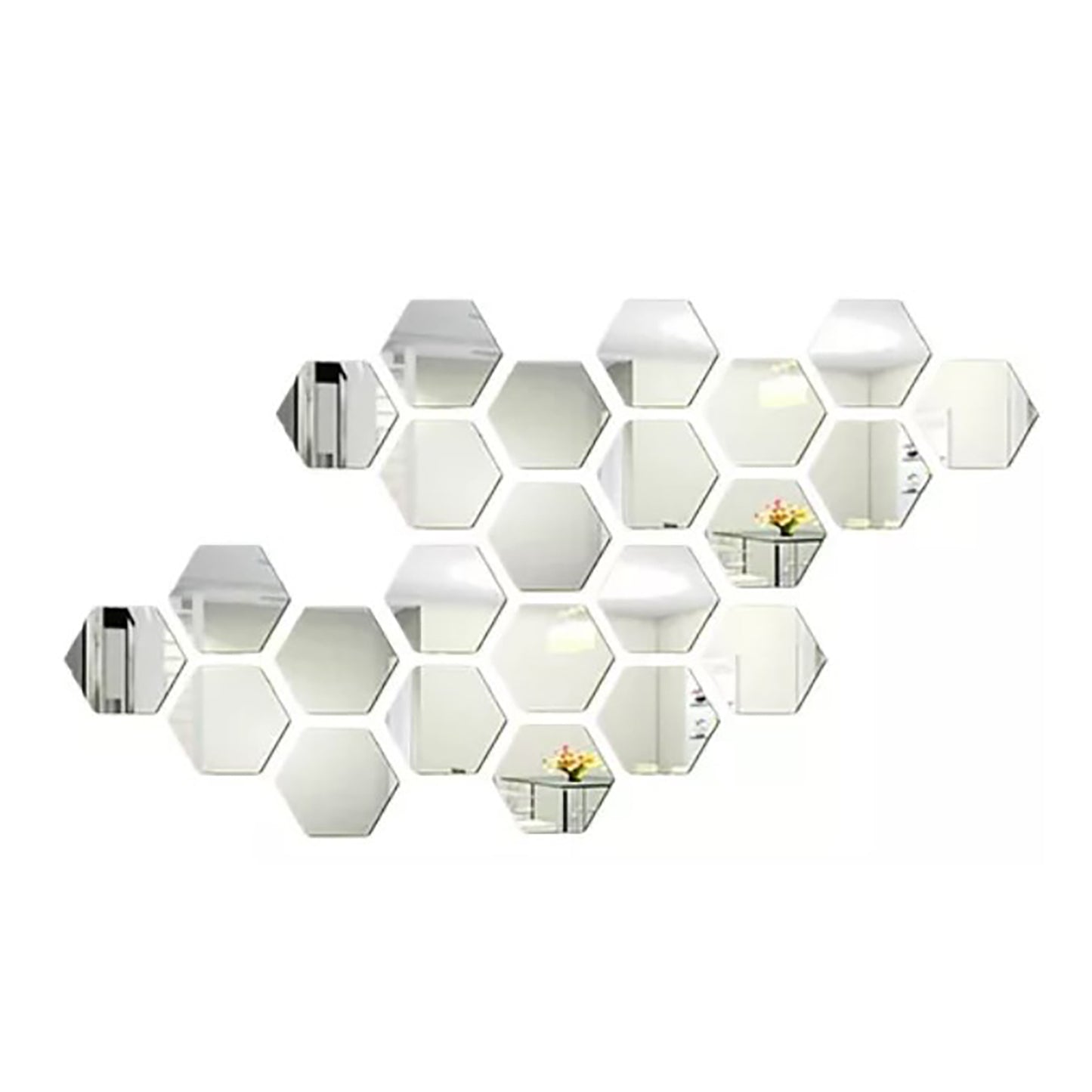 24PCS Hexagon Mirror Wall Stickers - Acrylic Home Decor