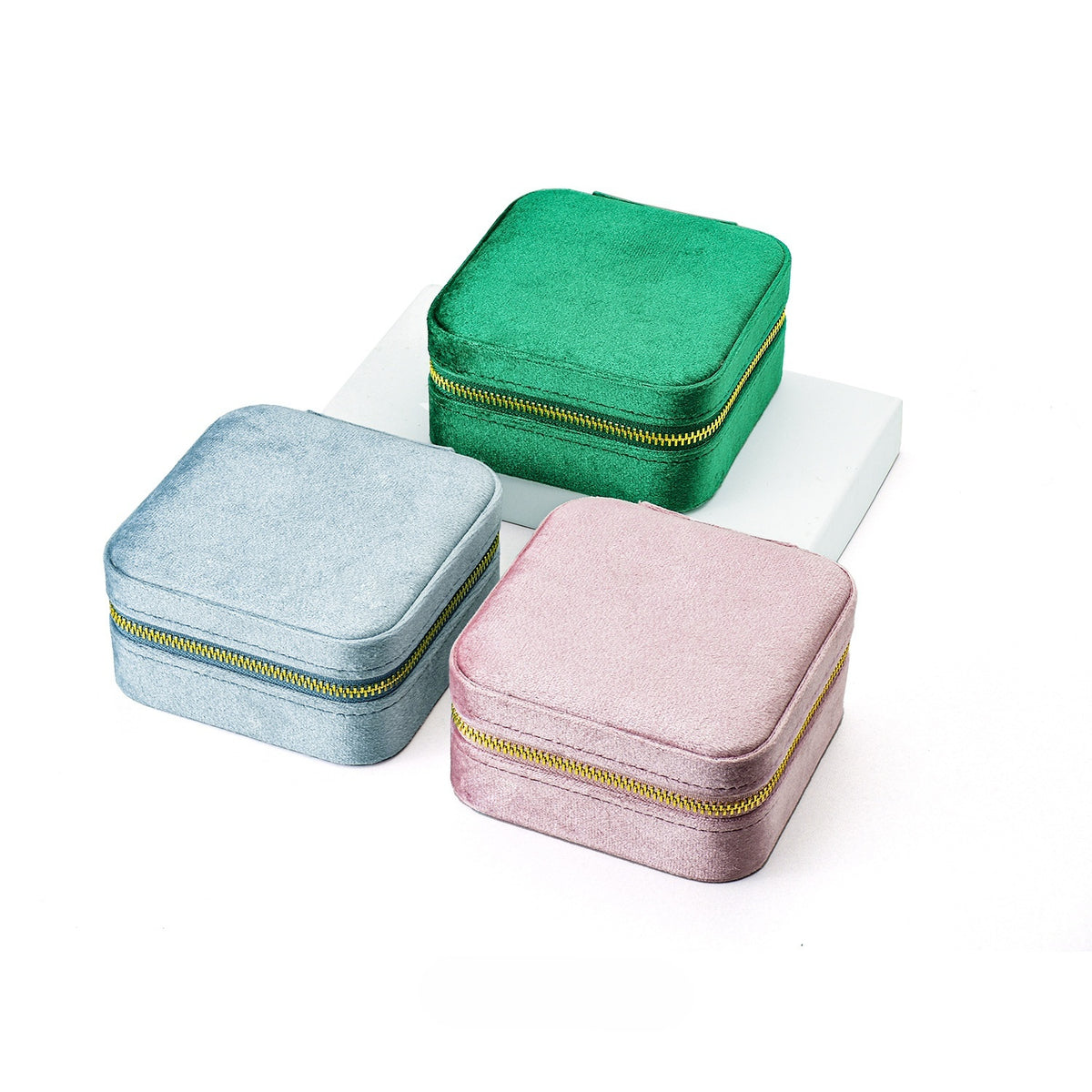 Portable Velvet Jewelry Storage Box for Rings and Necklaces - Multi-Compartment Gift Organizer